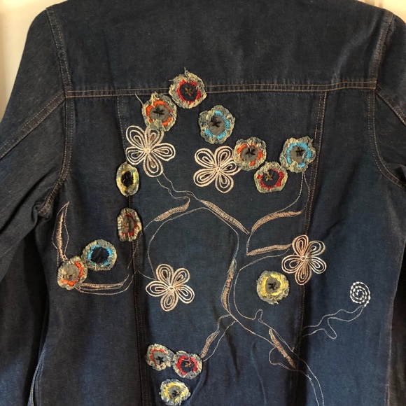 VINTAGE - NWOT - Christopher & Banks Denim Jacket - LARGE - Embroidered - Picture 5 of 8